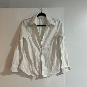 Calvin Klien Fitted White Collared Dress Shirt Button Down